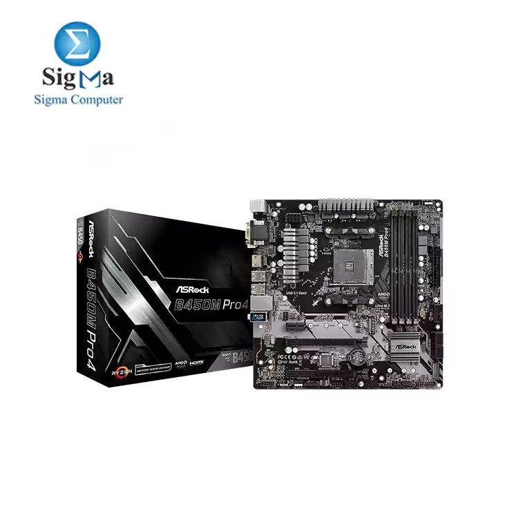ASRock B450M PRO4 Micro ATX Motherboard - Main view