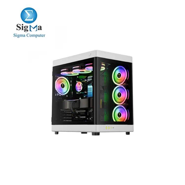 GAMDIAS NESO P1 Black/White Dual-Chamber Gaming Case without fans. - Main view