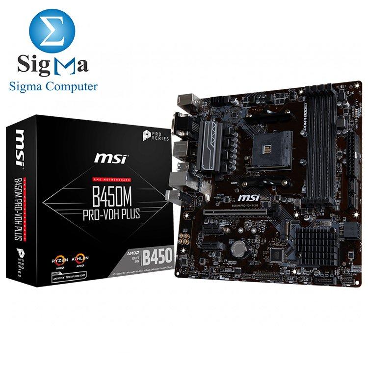 MSI PRO B450M PRO-VDH PLUS AM4 Motherboard - Main view