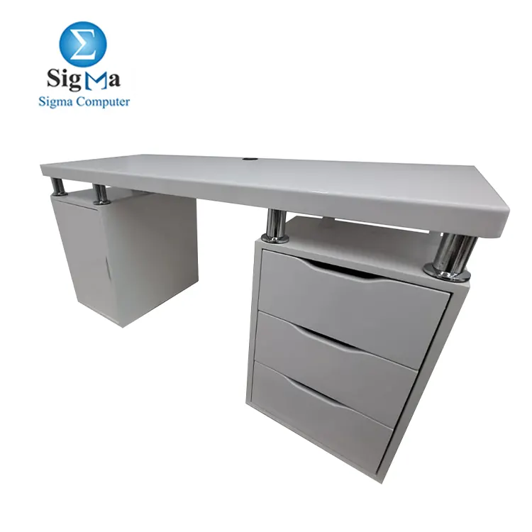 Gaming x Desk with Drawers – White – MDF – 180 cm - Main view