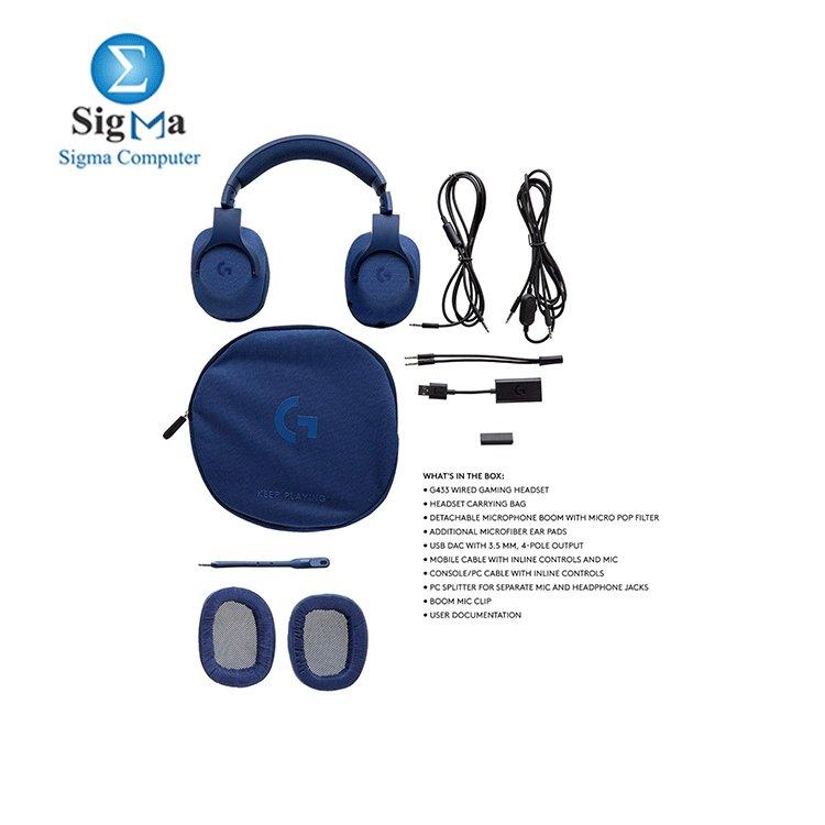 Logitech G433 7.1 WIRED SURROUND GAMING HEADSET Blue - Main view