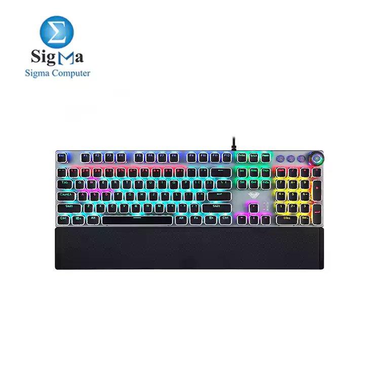 Aula F2088 PUNK Rainbow Gaming Mechanical Keyboard – Red Switches – Black - Main view