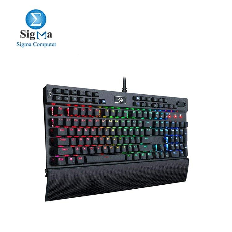 Redragon K550 RGB Purple Switch Yama 131 Key RGB LED Illuminated Backlit Mechanical Keyboard – Black (English Layout) - Main view