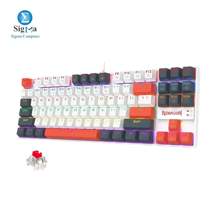 REDRAGON KUMARA K552 WLR-R Mechanical RED Switches RAINBOW  (WHITE/BLACK) - Main view