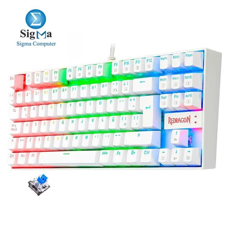 Redragon K552 KUMARA BLUE Switches RGB Mechanical Gaming Keyboard WHITE - Main view