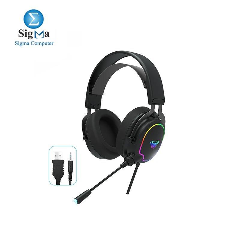 AULA F606 Gaming Headset RGB Lightweight Design Anti- static Microphone - Main view