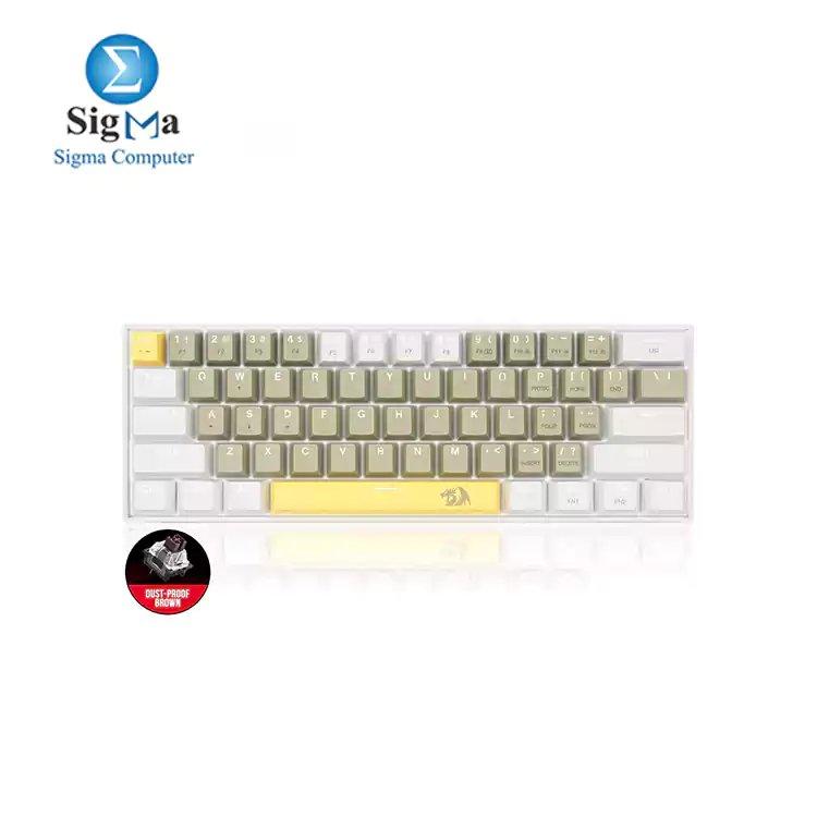 Redragon K606 Lakshmi Gaming Keyboard Yellow  WHITE GREY [Brown Switches] - Main view