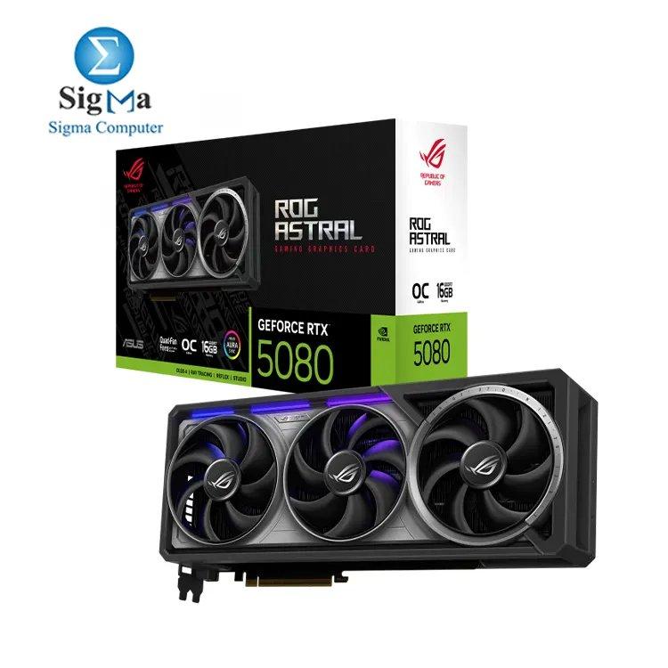 Asus ROG Astral RTX 5080 16GB GDDR7, 2790MHz Boost, 10,752 CUDA, PCIe 5.0, Quad-Fan Cooling, 2x HDMI 2.1b, 3x DP 2.1b, AURA SYNC RGB. - Main view
