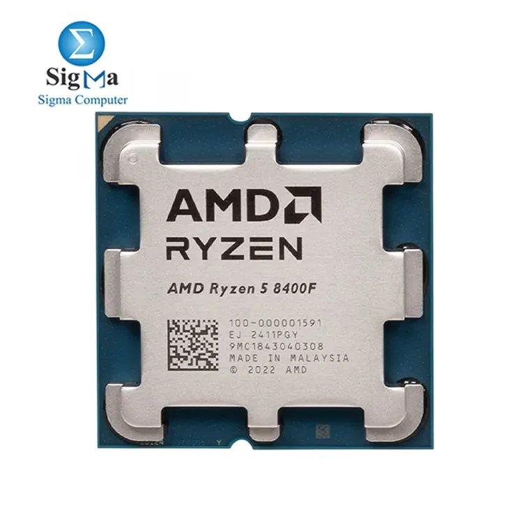 AMD Ryzen 5 8400F TRAY Without Fan 6 cores 12 threads up to 4.7 GHz boost 6MB L2 16MB L3 cache 65W TDP DDR5 support PCIe 4.0 and requires a discrete GPU. - Main view