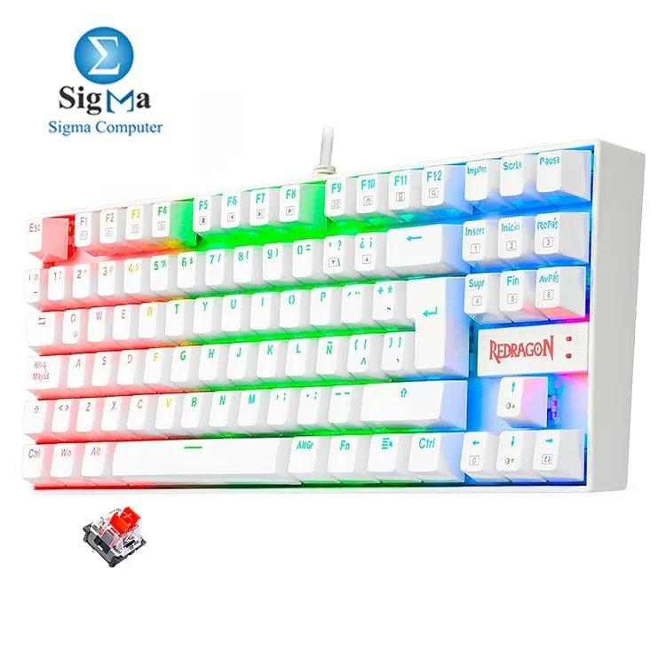 Redragon K552 KUMARA RED Switches RGB Mechanical Gaming Keyboard WHITE - Main view