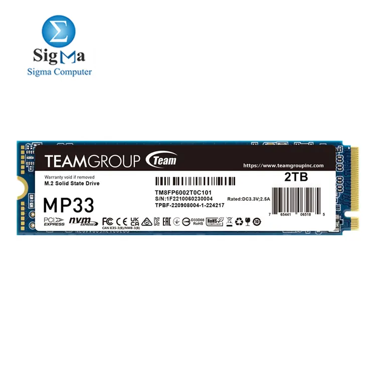 TEAMGROUP MP33 2TB M.2-2280 PCIe Gen3x4 NVMe SSD - Main view