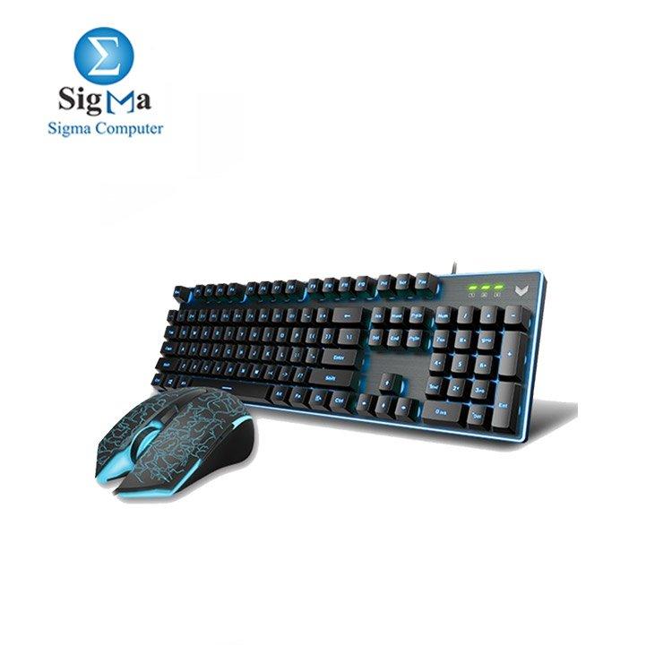 Rapoo v100S Backlit Gaming Keyboard and Optical Gaming Mouse - Black - Main view