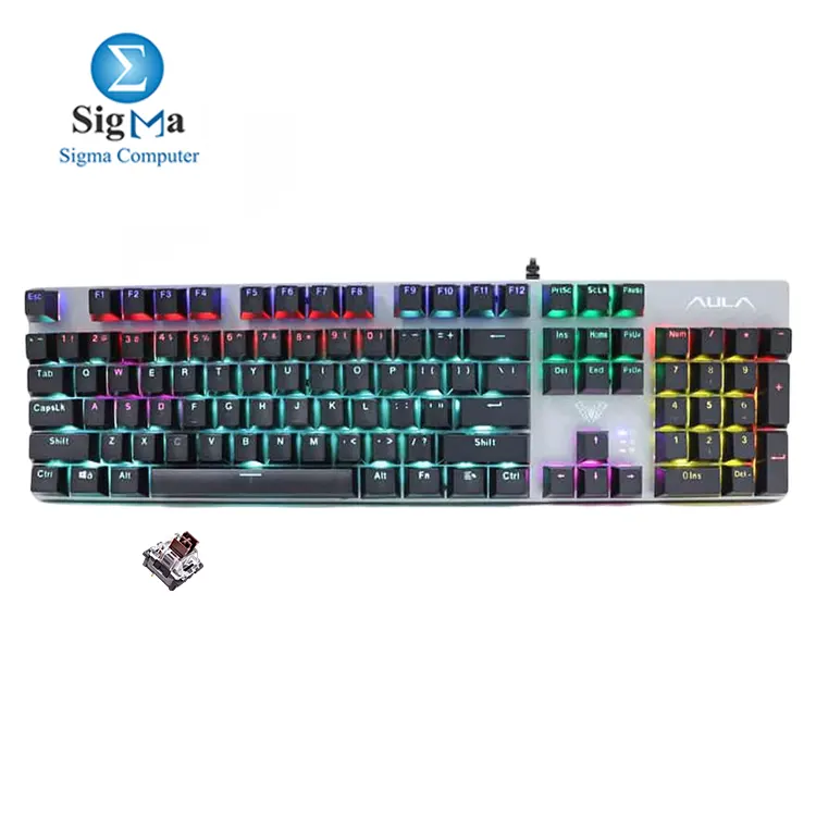 Aula F2068Pro Mechanical Keyboard Brown Switch – 104 Keys, USB, Rainbow - Main view