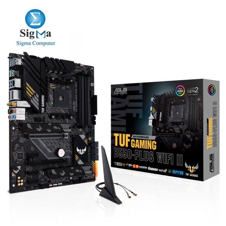 ASUS TUF GAMING B550-PLUS WIFI II – AM4 ATX motherboard with PCIe 4.0, Wi-Fi 6, 2.5G LAN, Dual M.2, USB 3.2 Gen 2, and Aura Sync RGB. - Main view