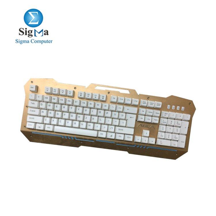 KEYBOARD AULA MECHANCAIL SI-2009 GOLD/WHITE RGB 7657 - Main view