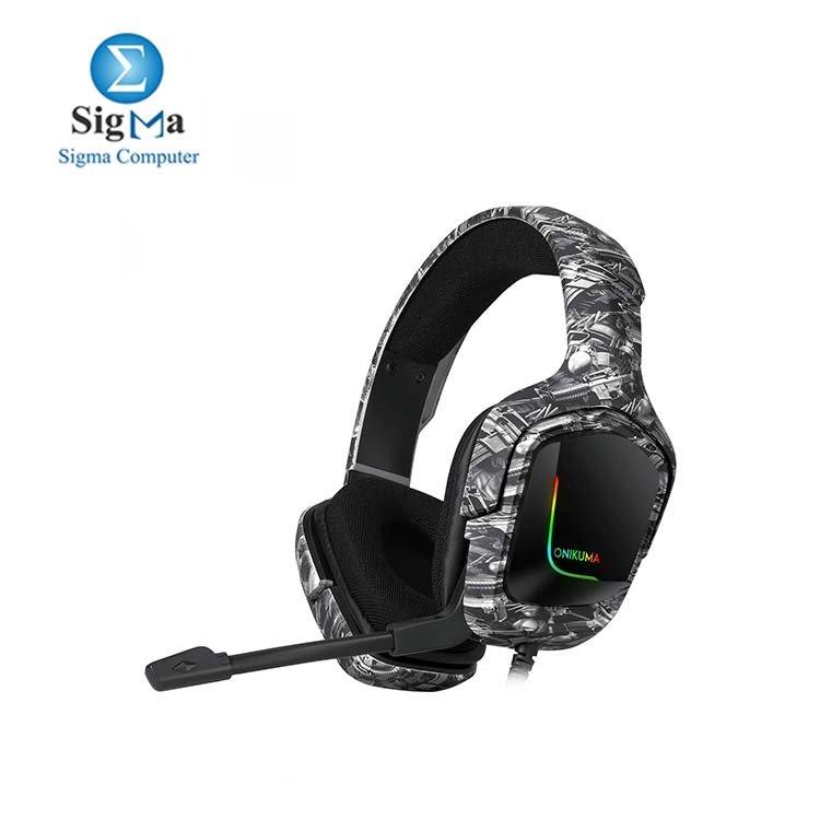 Onikuma K20 Camo Grey Gaming Headset with Surround Sound - Main view