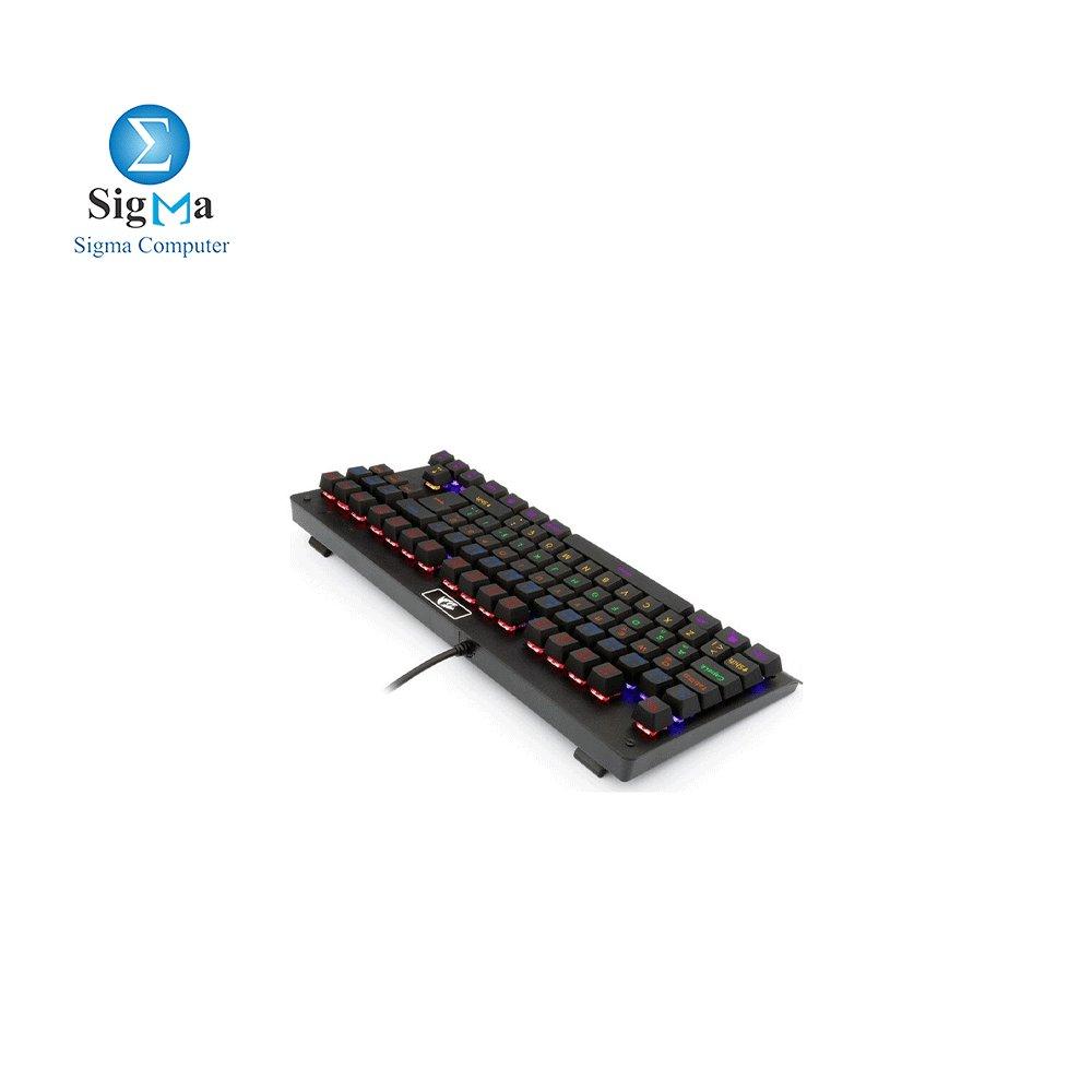 Redragon K568R Dark Avenger Tenkeyless 87‑Key Wired Mechanical Gaming Keyboard — BLUE Switches, Rainbow LED Backlight – Black - Main view
