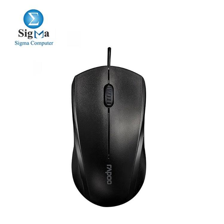 Rapoo N1200 Wired Optical Mouse silent  - Black - Main view