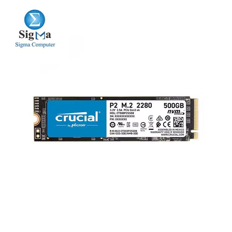 Crucial P2 500GB 3D NAND PCIe NVMe M.2 SSD - Main view