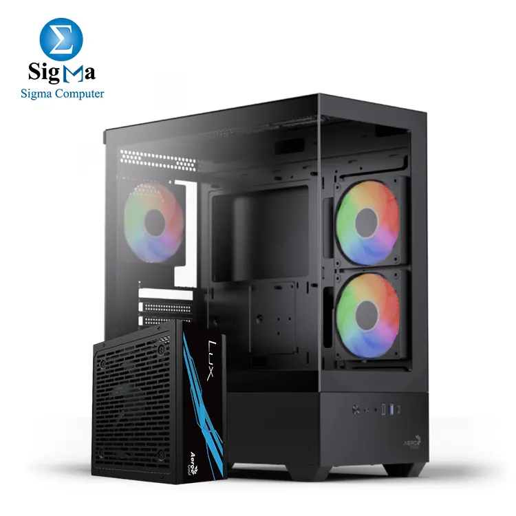 Aerocool P500D 3Fans ARGB Black + Aerocool LUX 650W – 80Plus Bronze - Main view