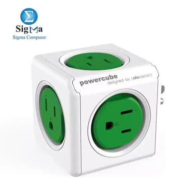 Allocacoc PowerCube -Original|, 5 outlets,Green - View 3