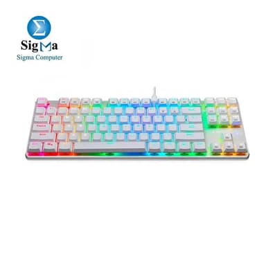 EagleTec KG061-BR RGB LED Backlit Mechanical Gaming Keyboard, Low Profile 87 Key USB Keyboard with Quiet Brown Switches for PC Gamer – (White) - View 2
