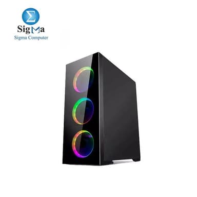 2B (PW017) Ecstasy Gaming Mid Tower Case with full Black Coating 4FAN RGB - View 1