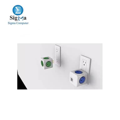 Allocacoc PowerCube -Original|, 5 outlets,Green - View 4