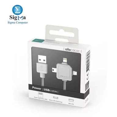 Allocacoc Power USBcable 3 in 1 Mini USB Micro USB Apple Lighting - View 1