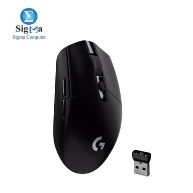 Logitech G305 Black Lightspeed Wireless Gaming Mouse features a HERO sensor (200-12,000 DPI), 1000Hz wireless report rate, 250-hour battery life, 99g weight, and 1 onboard profile with a 2-year warranty 910-005283 - View 3