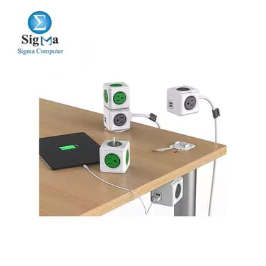 Allocacoc PowerCube -Original|, 5 outlets,Green - View 2