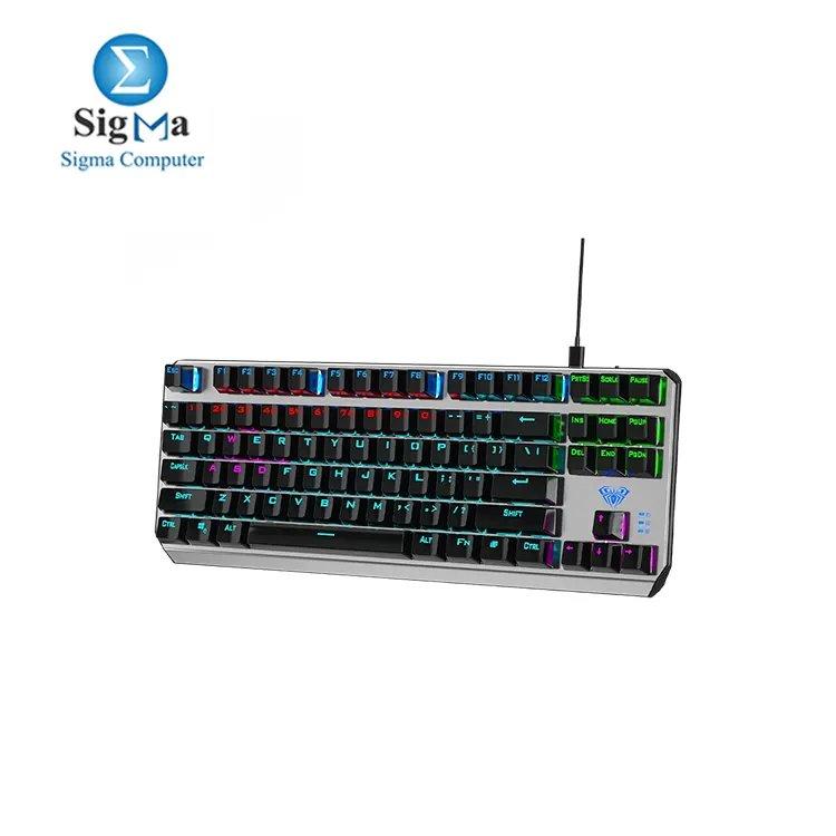 AULA F3087 Mechanical Gaming Keyboard Brown Switch with RGB Rainbow ...