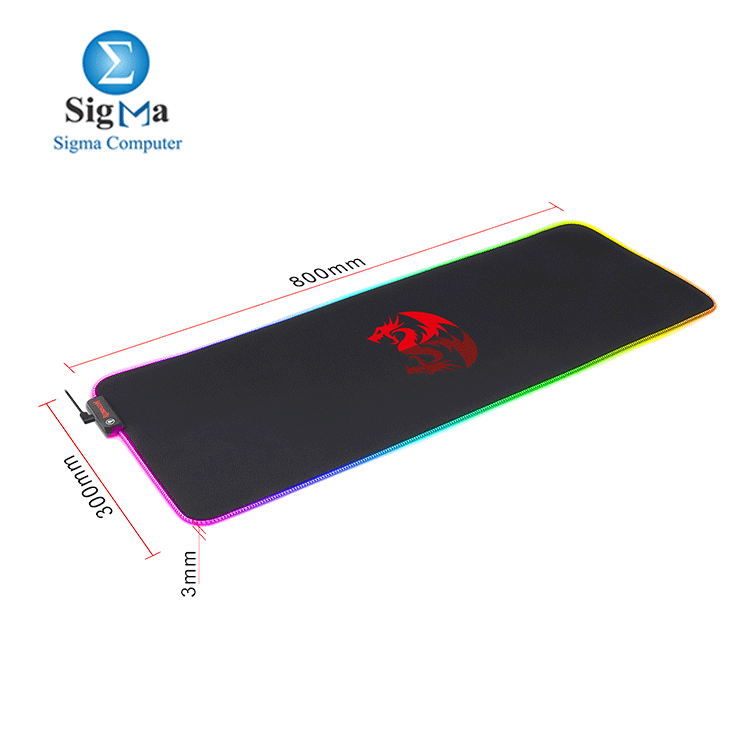 Redragon P027 RGB Wired Mouse Pad  Non-slip Rubber Base  Stiched Edges  800 x 300 x 3mm 