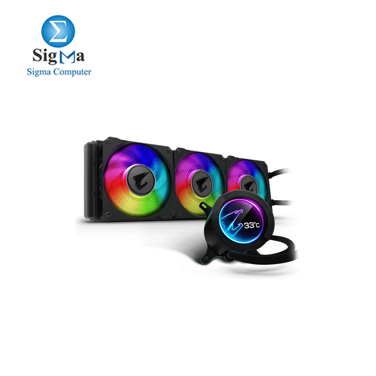 AORUS LIQUID COOLER 360  All-in-one Liquid Cooler with Circular LCD Display  RGB Fusion 2.0  Triple 120mm ARGB Fans