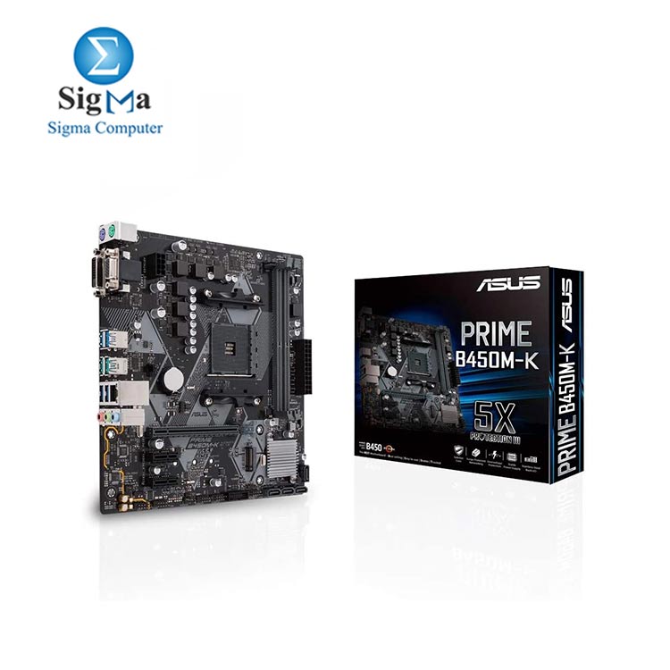  Asus Prime B450M-K AMD AM4 mATX motherboard withwith LED lighting