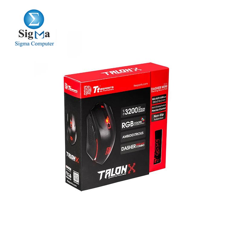 Thermaltake Tt e SPORTS Talon X 3200DPI RGB-Color Avago Optical Gaming Mouse & Mouse Pad Combo