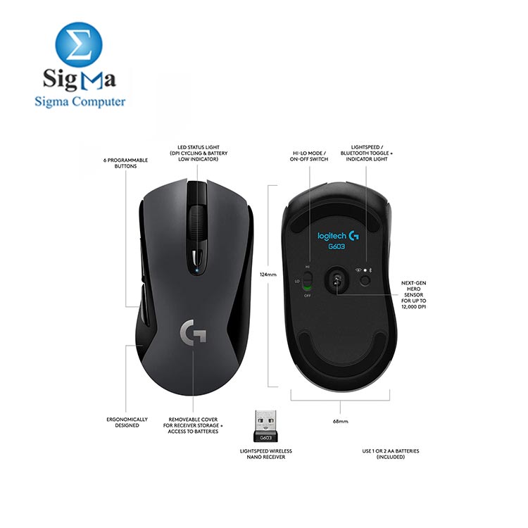  Logitech G603 LIGHTSPEED Wireless Gaming Mouse 