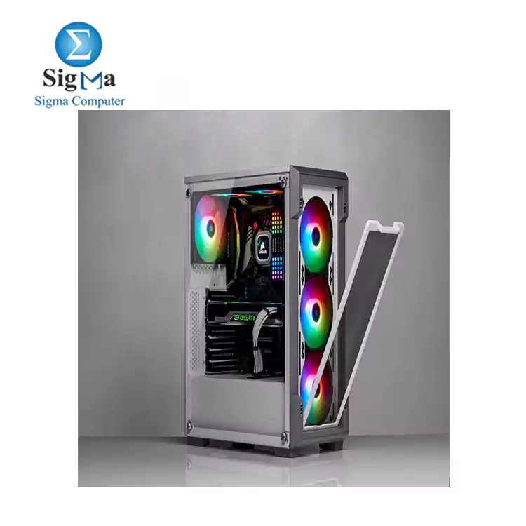 CORSAIR iCUE 220T RGB Airflow Tempered Glass Mid-Tower Smart Case     White