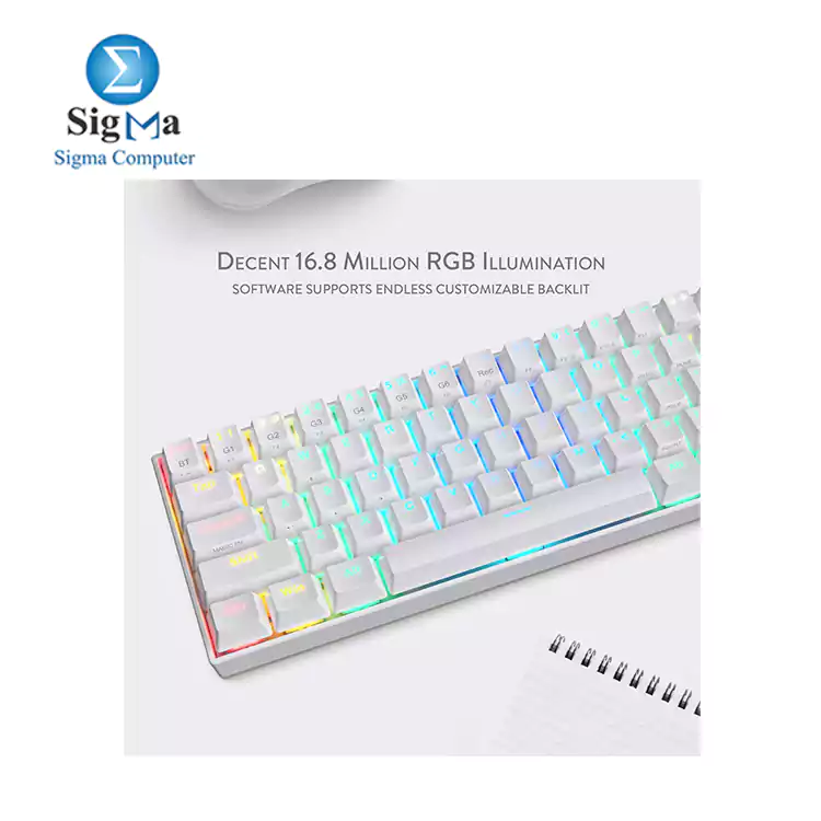 Redragon K530W Draconic RGB Wireless Mechanical Keyboard-BROWEN SWITCH-WHITE