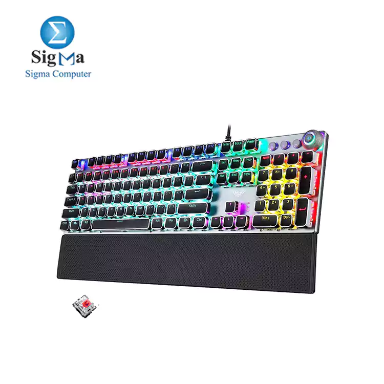 Aula F2088 PUNK Rainbow Gaming Mechanical Keyboard – Red Switches – Black