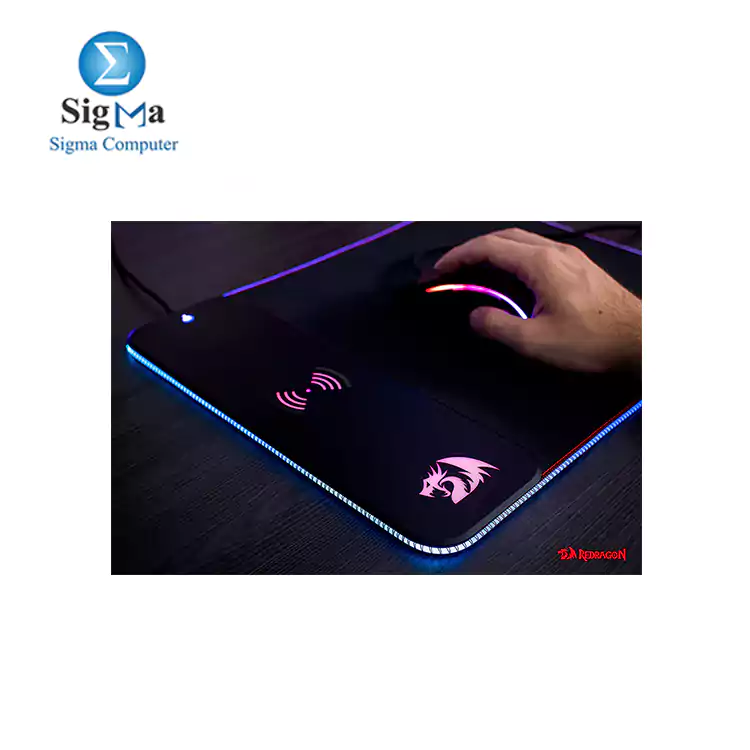 Redragon P028 CRATER RGB Gaming Mouse Pad And Fast QI 10W Wireless Charging     Size  400 x 300 x 9 mm