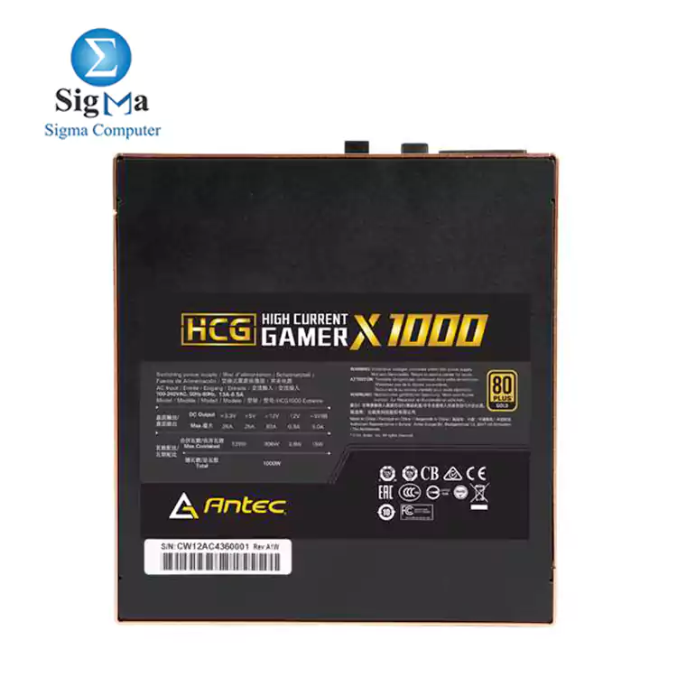 Antec POWER SUPPLY HCG1000 Extreme 1000W HIGH Current Gamer Fully Modular 80 PLUS GOLD FULL MODULAR