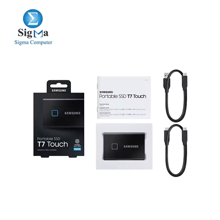 SAMSUNG Portable SSD T7 TOUCH USB 3.2 500GB EXTERNAL SOILD STATE DRIVE  Black 