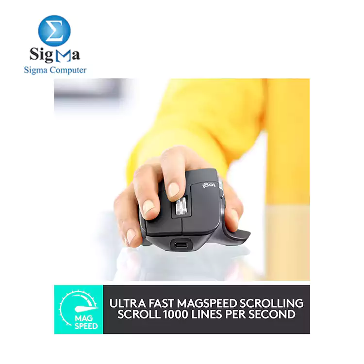 Logitech MX Master 3 - advanced wireless mouse (ultra-fast, ergonomic scrolling, 4,000 dpi, USB-C, Bluetooth- BLACK
