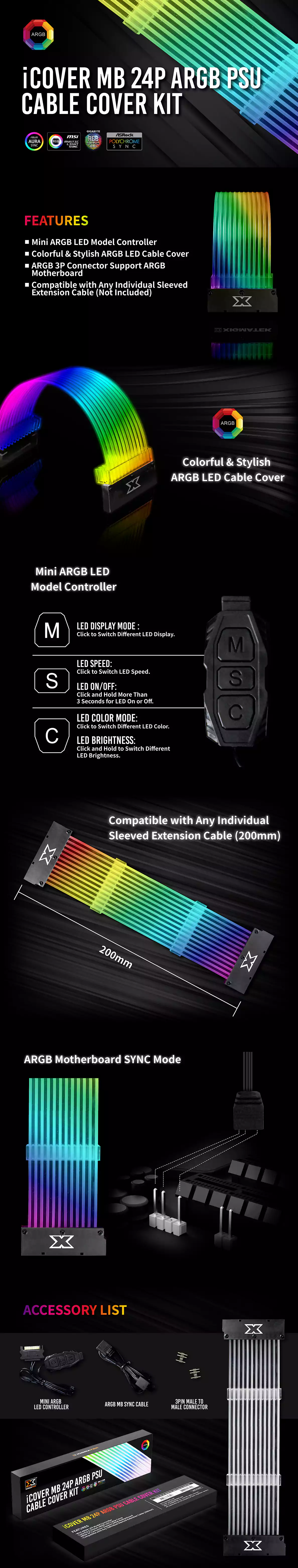 Xigmatek I Cover Mb 24p Argb Psu Cable Cover Kit 499 Egp