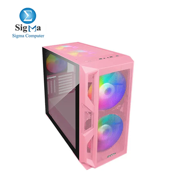 Antec NX Series NX800, Mid Tower E-ATX Gaming Case - PINK, Tempered Glass Side Panel,  Built-in LED Controller, 2 x 200 mm ARGB Fans in Front & 1 x 120 mm ARGB Fan in Rear