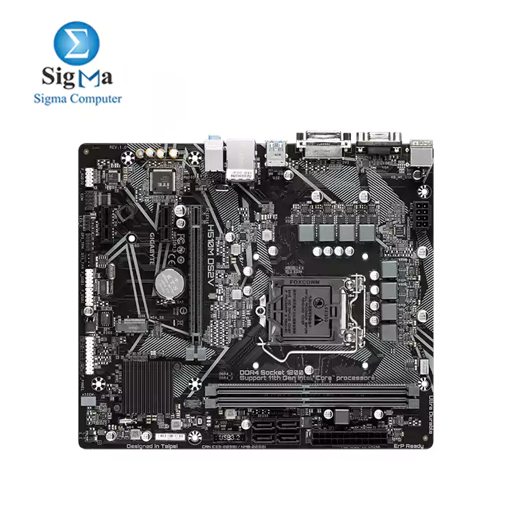 GIGABYTE Intel® H510M DS2V Ultra Durable Motherboard with 6+2 Phases Digital VRM, PCIe 4.0* Design, Realtek 8118 Gaming LAN, Anti-Sulfur Resistor, Smart Fan 6