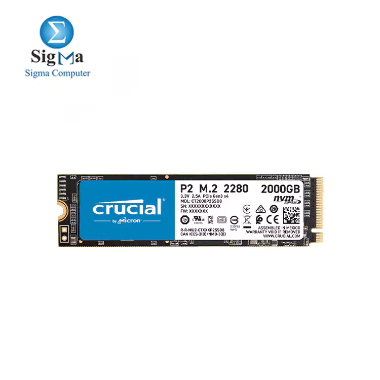 Crucial P2 1TB M.2 PCIe Gen3 NVMe Internal SSD - Up to 2400MB/s