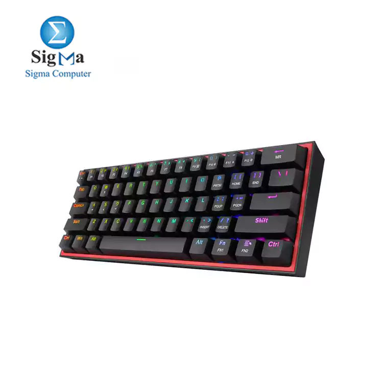 REDRAGON K617 Fizz RGB 60% Gaming Mechanical Keyboard – Red Switches -Black.