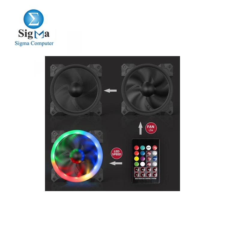 Redragon GC-F008 Computer Case 3 x 120mm PC Cooling Fan, RGB LED Quiet High Airflow Adjustable Color LED Fan